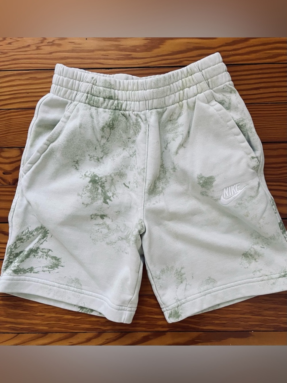 Nike Kids Light Green Marble Tie-Dye Shorts